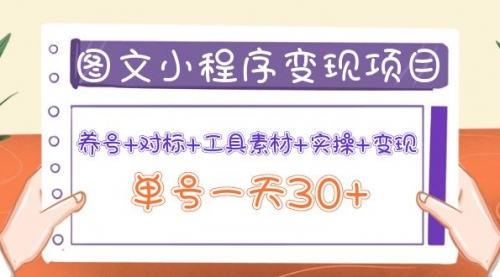 图文案小程序变现项目:养号+对标+工具素材+实操+变现,单号一天30+