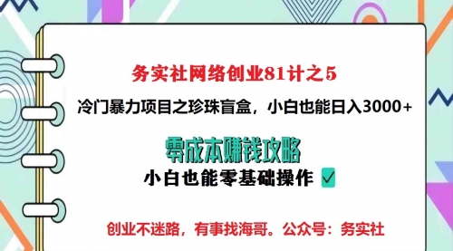 务实社网创81之05:冷门暴力项目之珍珠盲盒快速变现,小白照抄也能月入10W+