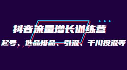 月销1.6亿实操团队·抖音流量增长训练营:起号、选品排品、引流 千川投流等