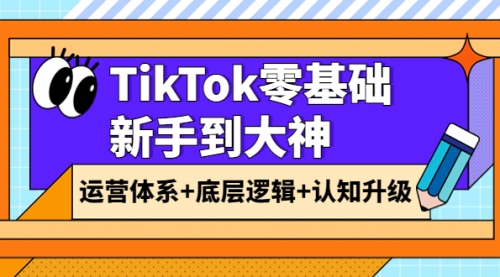 TikTok零基础新手到大神:运营体系+底层逻辑+认知升级(9节系列课)